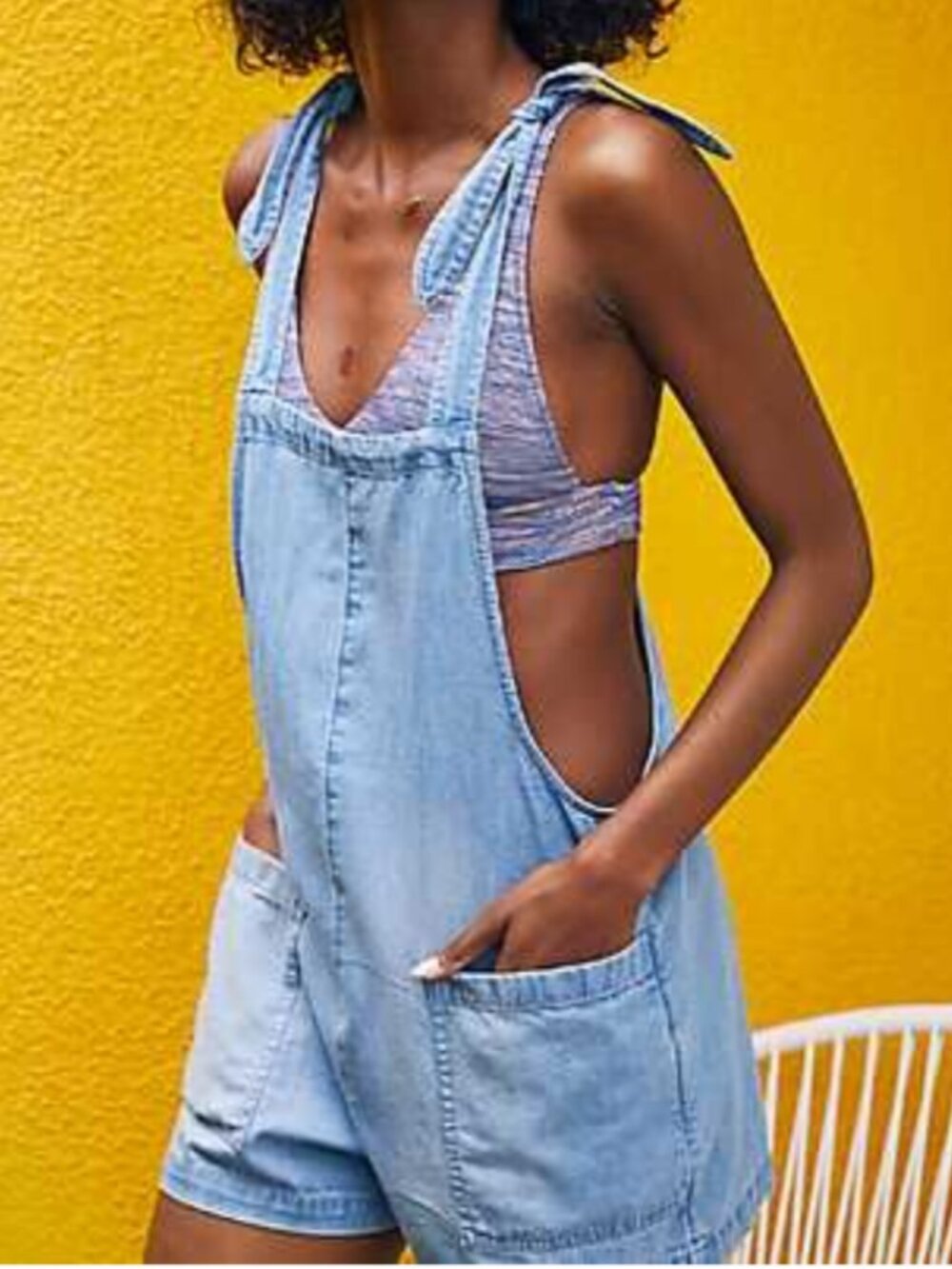 aerie denim chambray romper shortall size XS